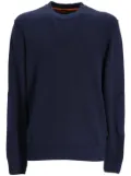 BOSS cotton-linen elbow-patch jumper - Blue