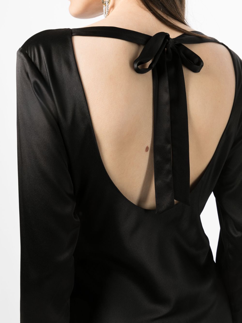 Shop Cynthia Rowley Scoop-back Long-sleeve Minidress In Black