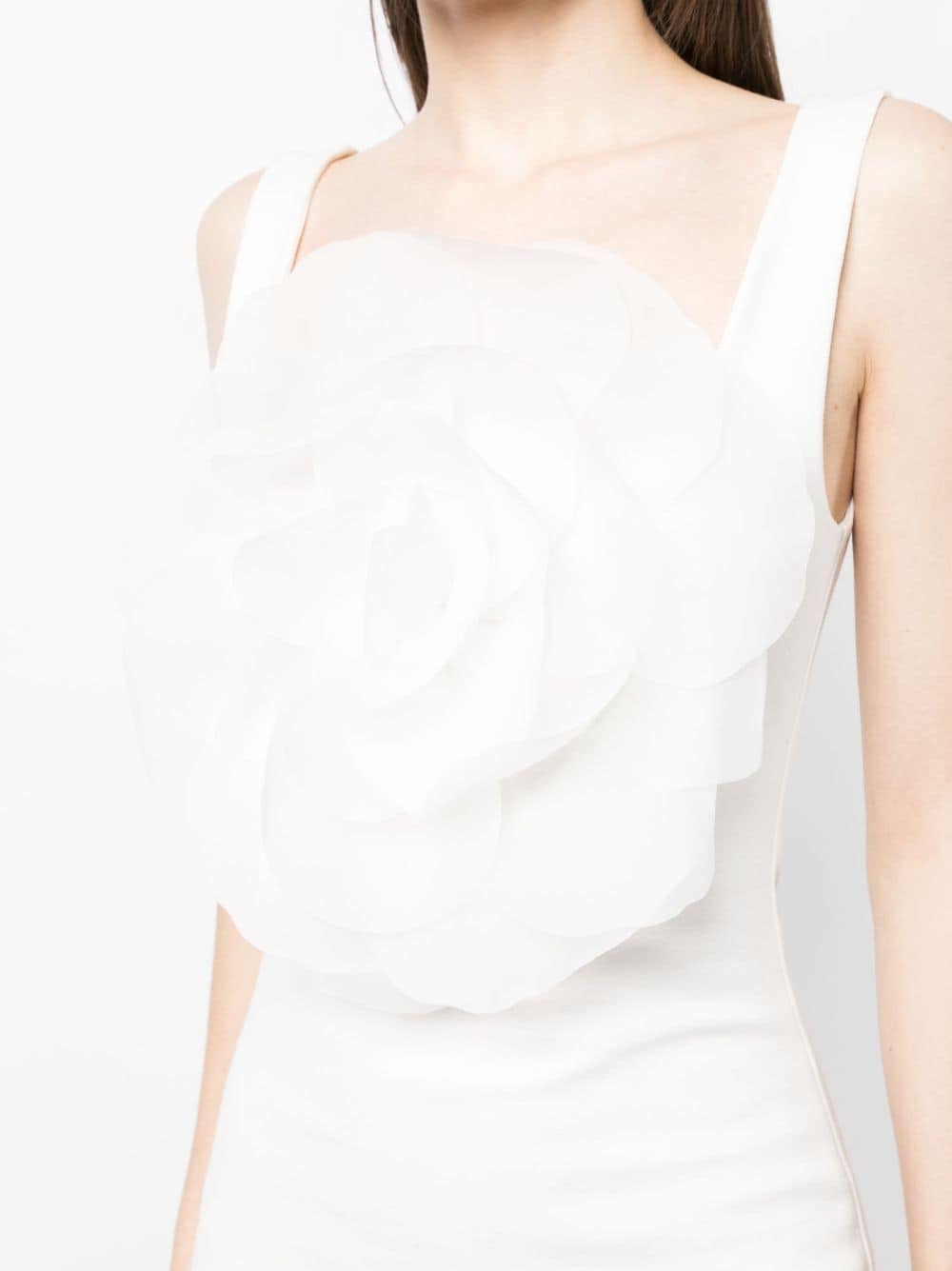 Shop Cynthia Rowley Flower-appliqué Sleeveless Minidress In Weiss
