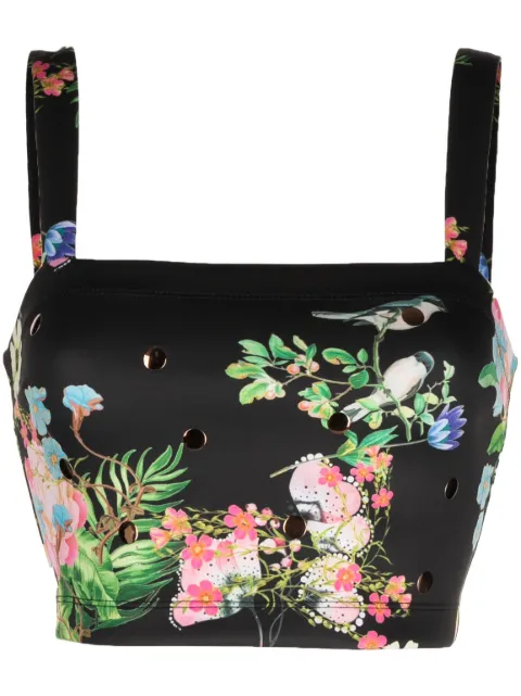 Cynthia Rowley floral-print sleeveless cropped top