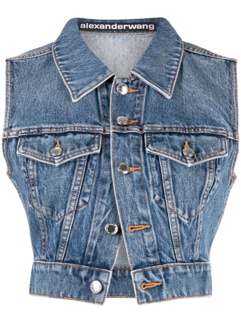 Alexander Wang cropped denim trucker vest