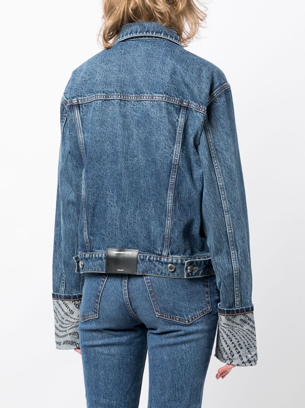 Shop Alexander Wang Logo-print Denim Jacket In Blue