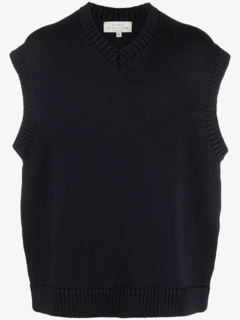 Studio Nicholson chaleco tejido con cuello en V