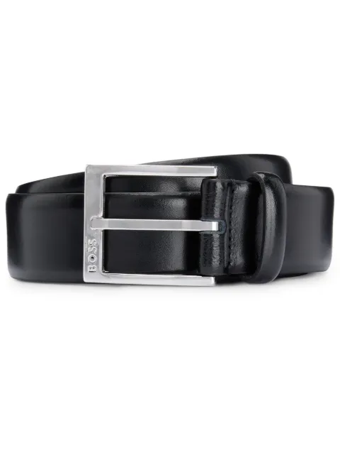 BOSS logo-engraved buckle leather belt