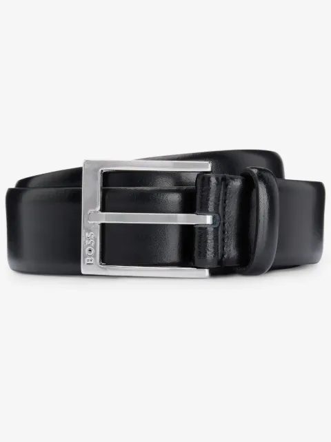 BOSS logo-engraved buckle leather belt