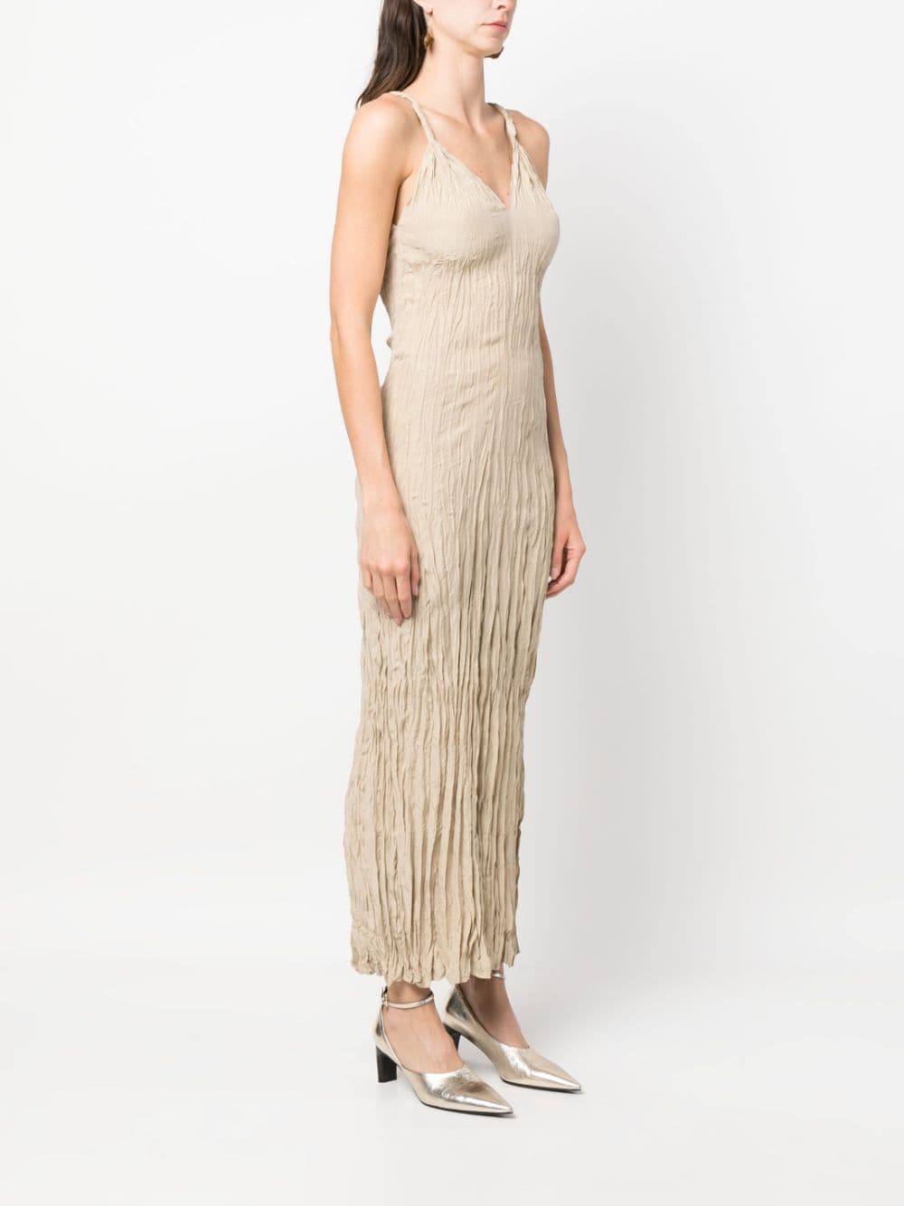 Shop Totême Twisted-strap Crinkled Dress In Neutrals