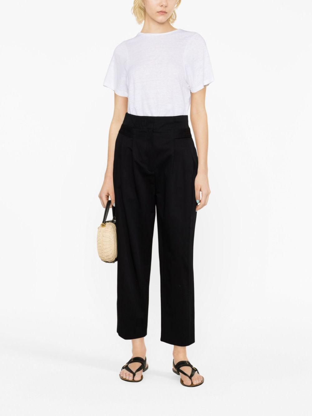 Shop Totême Pleat-detail High-waisted Trousers In Black