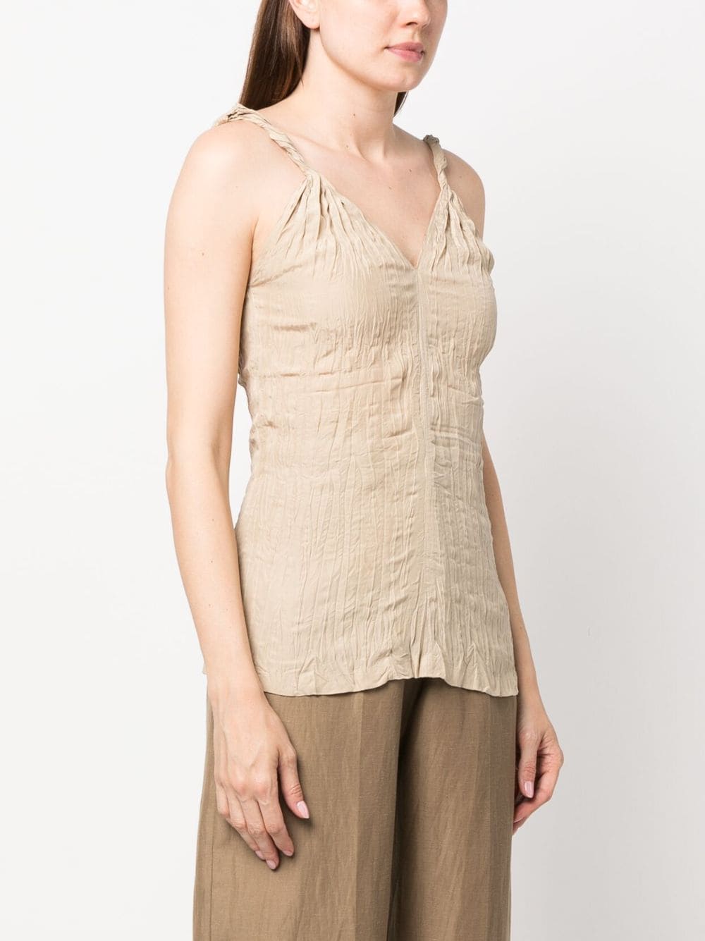 Shop Totême Twist-strap Crinkled Top In Neutrals