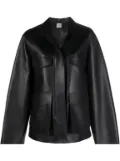TOTEME zipped wide-sleeve leather jacket - Black