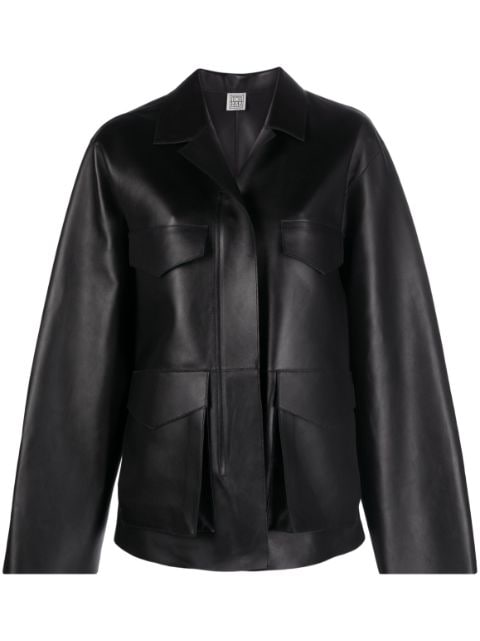 TOTEME zipped wide-sleeve leather jacket