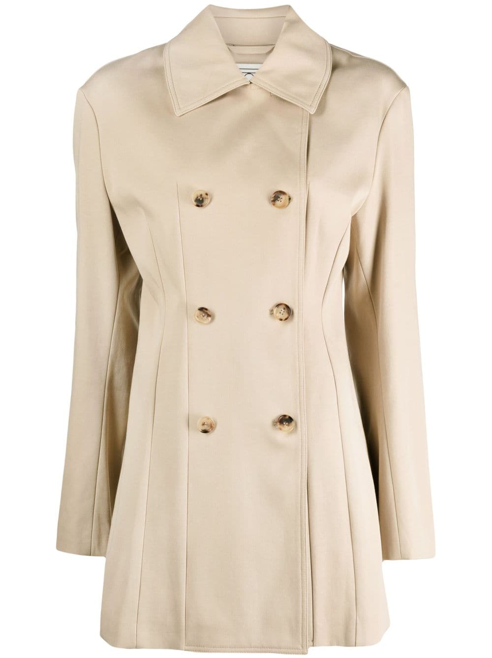 Shop Totême Double-breasted Cotton Jacket In Neutrals