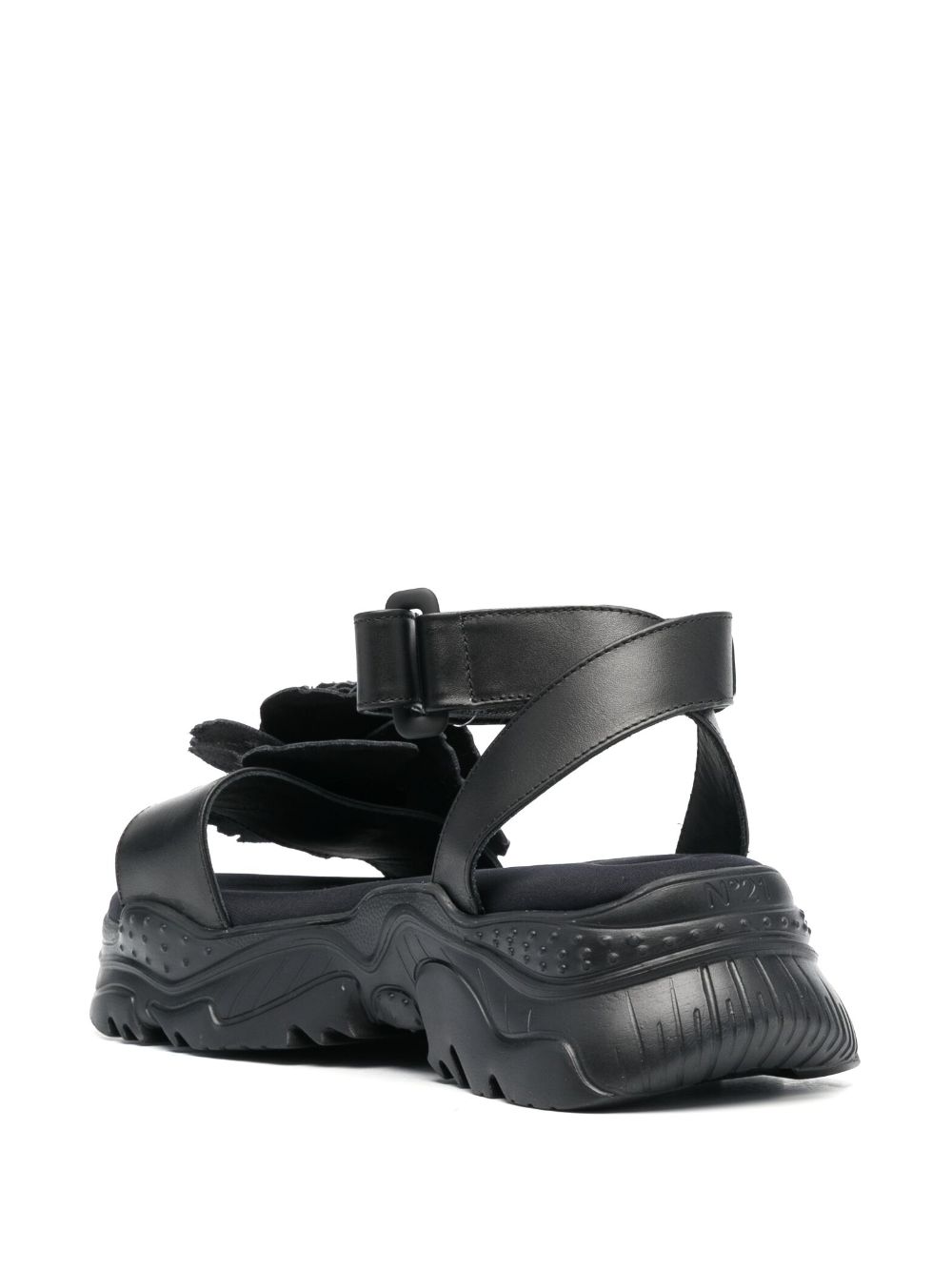Shop N°21 Rose-appliqué 60mm Leather Sandals In Black