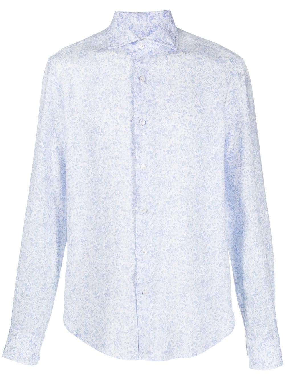 floral-print linen shirt