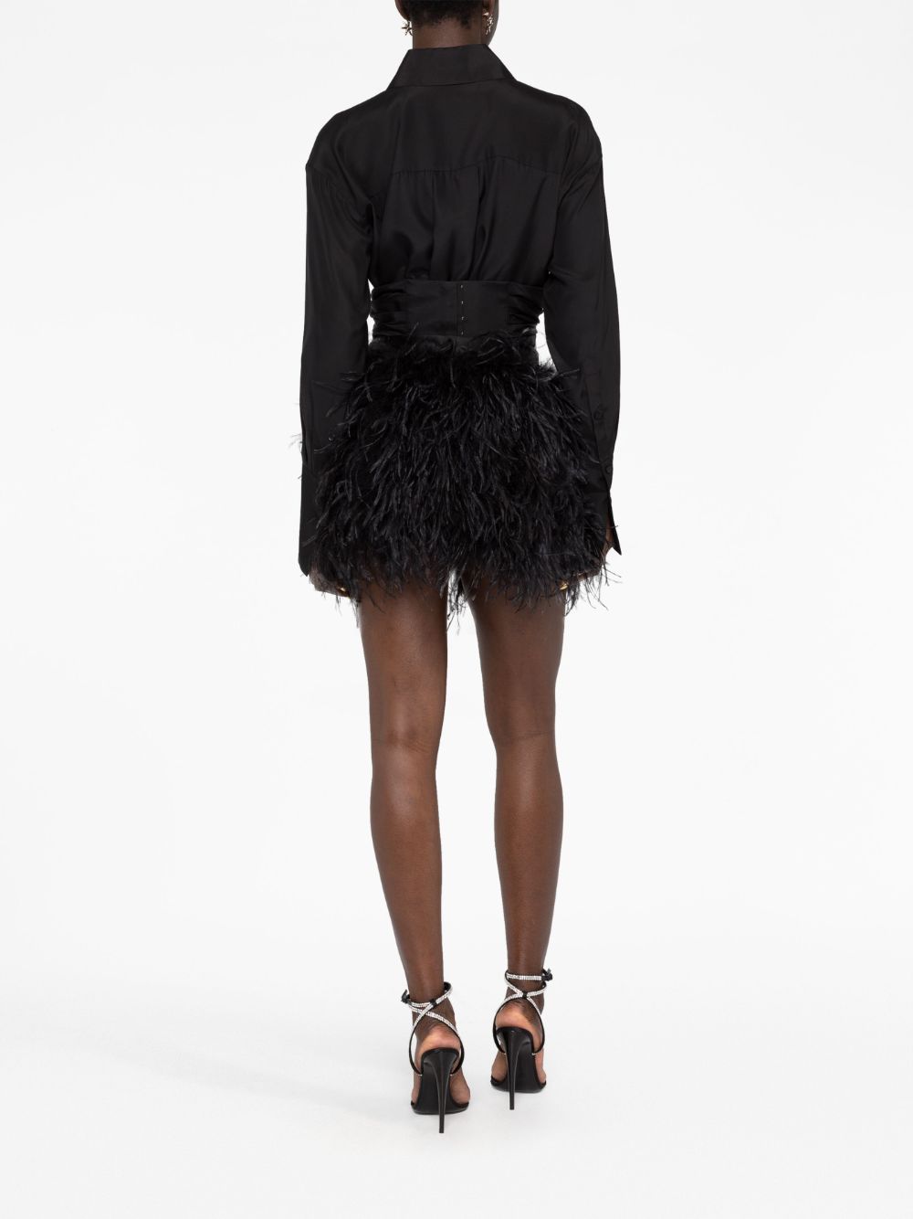 STYLAND feather-trimmed Miniskirt - Farfetch