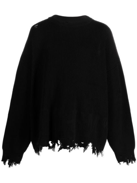 MONOCHROME ribbed-knit ripped jumper