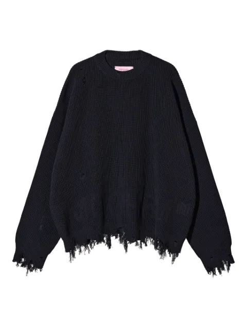 MONOCHROME ribbed-knit ripped jumper