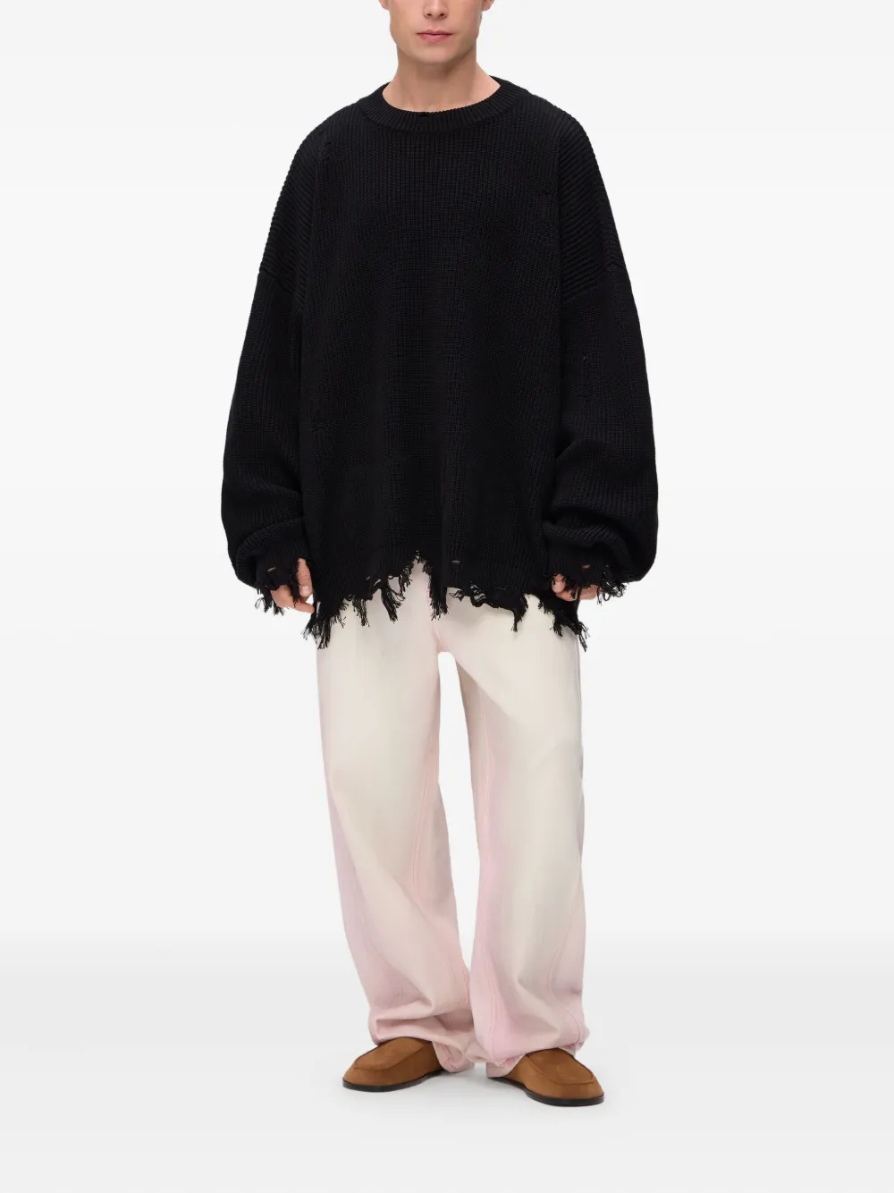 MONOCHROME ribbed-knit ripped jumper | Knitted Sweaters | Image 2