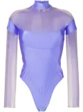 Mugler sheer panelling long-sleeved body - Purple