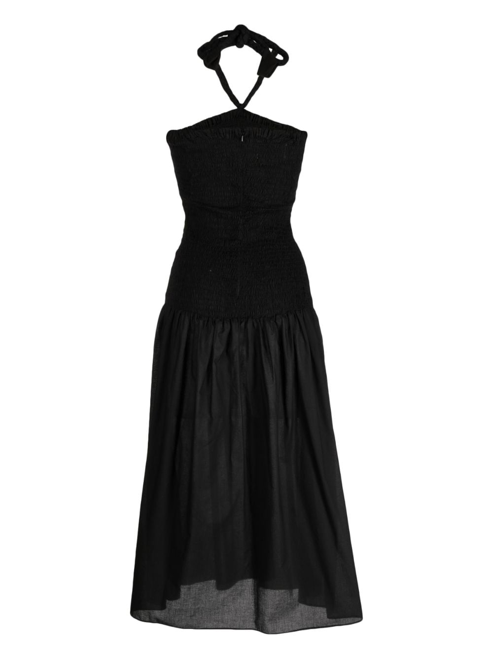 Shop Bambah Shirred-panel Dress In Black