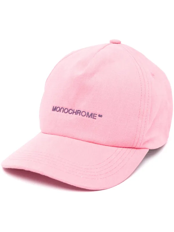 MONOCHROME logo print Cotton Baseball Cap Pink FARFETCH AO