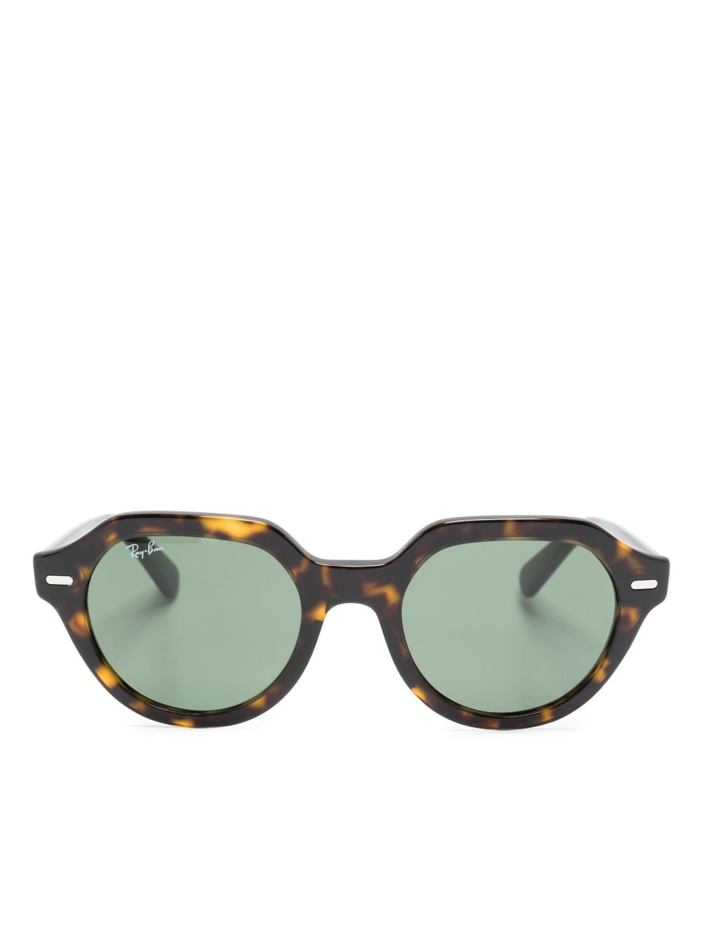 Ray Ban Logo-plaque Oval-frame Sunglasses In Brown