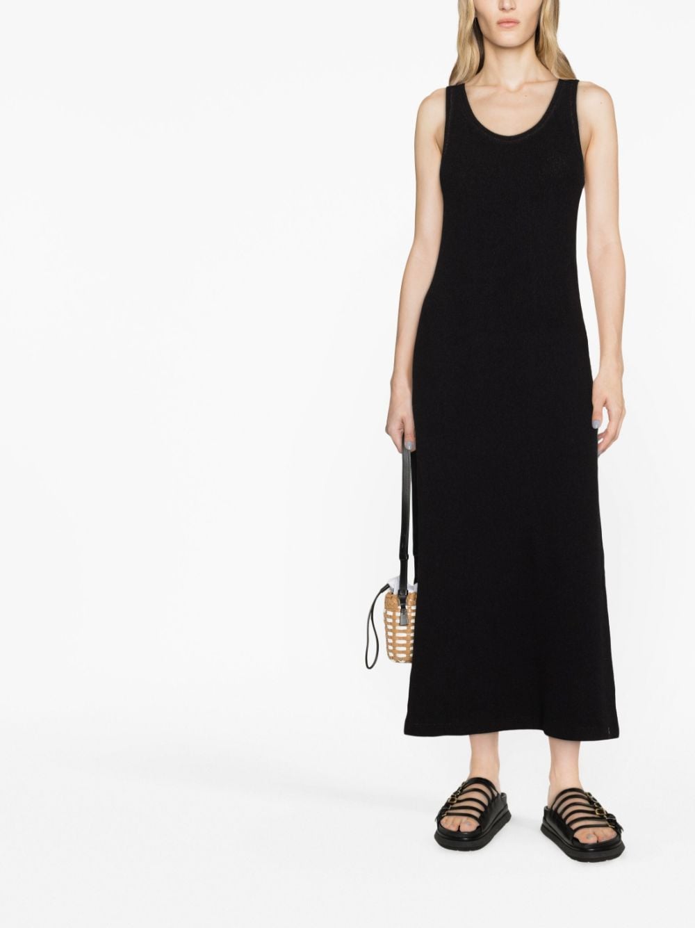 Issey Miyake scoop-neck maxi dress - Zwart