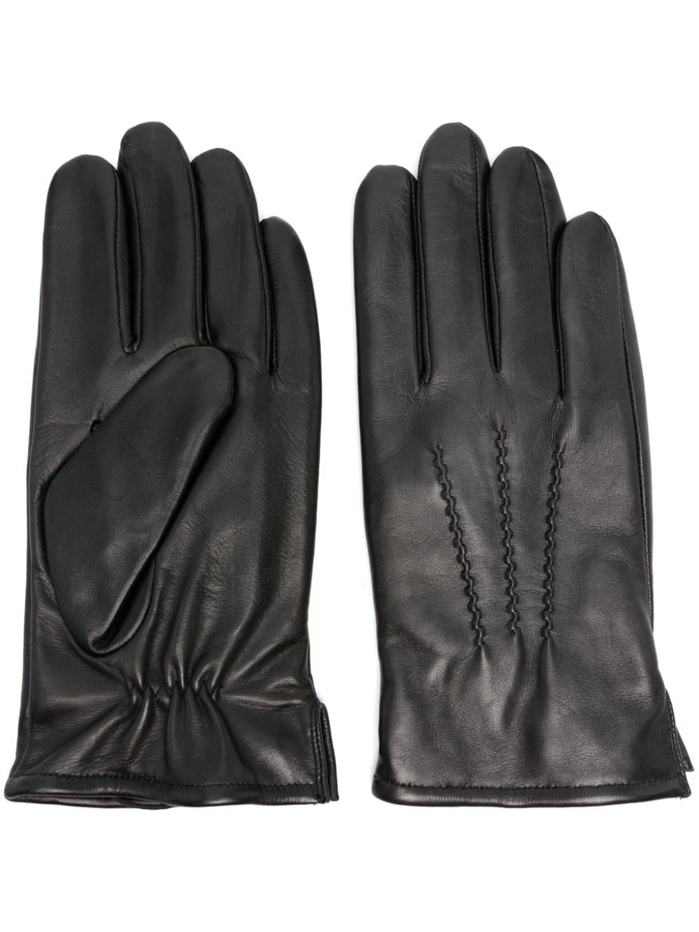 Karl Lagerfeld Decorative-stitching Leather Gloves In Black