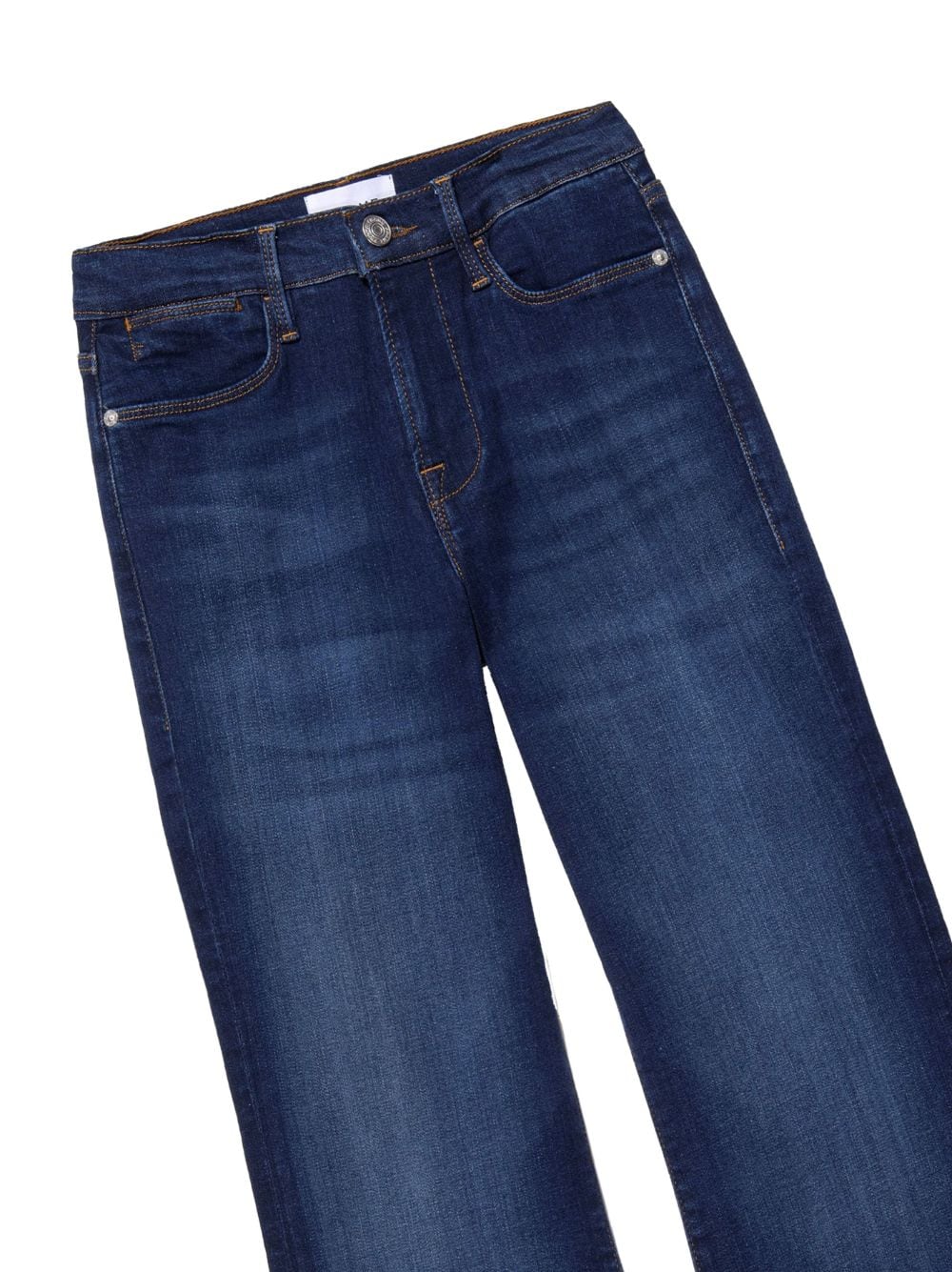 Shop Frame Wide-leg Cotton Jeans In Blue