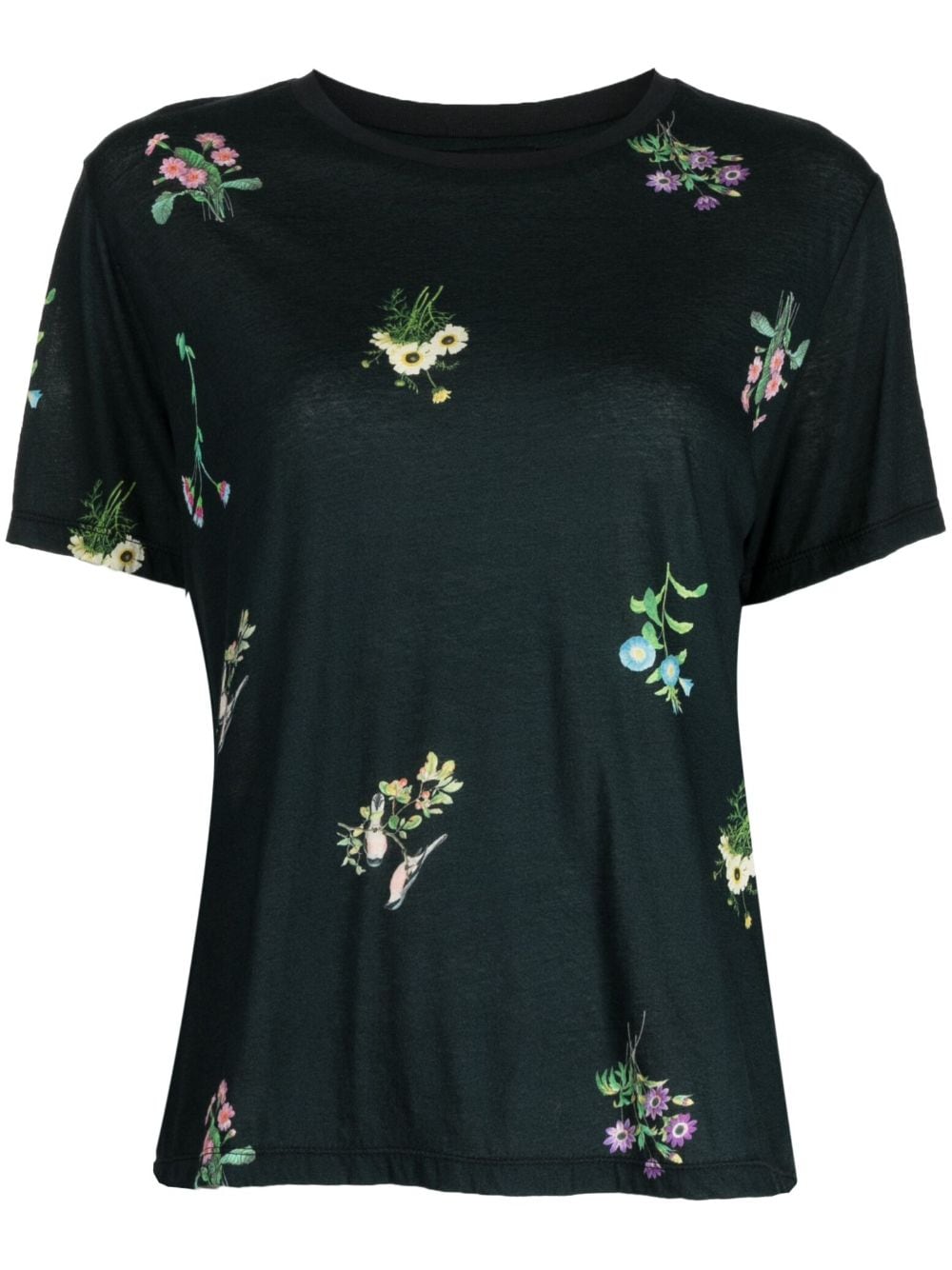 cynthia rowley t-shirt en coton à fleurs - noir