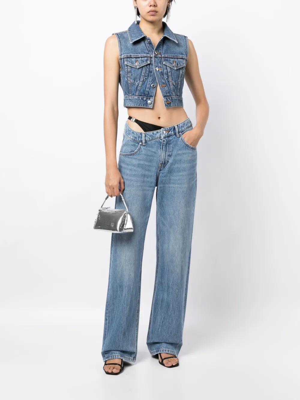 Shop Alexander Wang Bikini-layered Straight Jeans In Blue