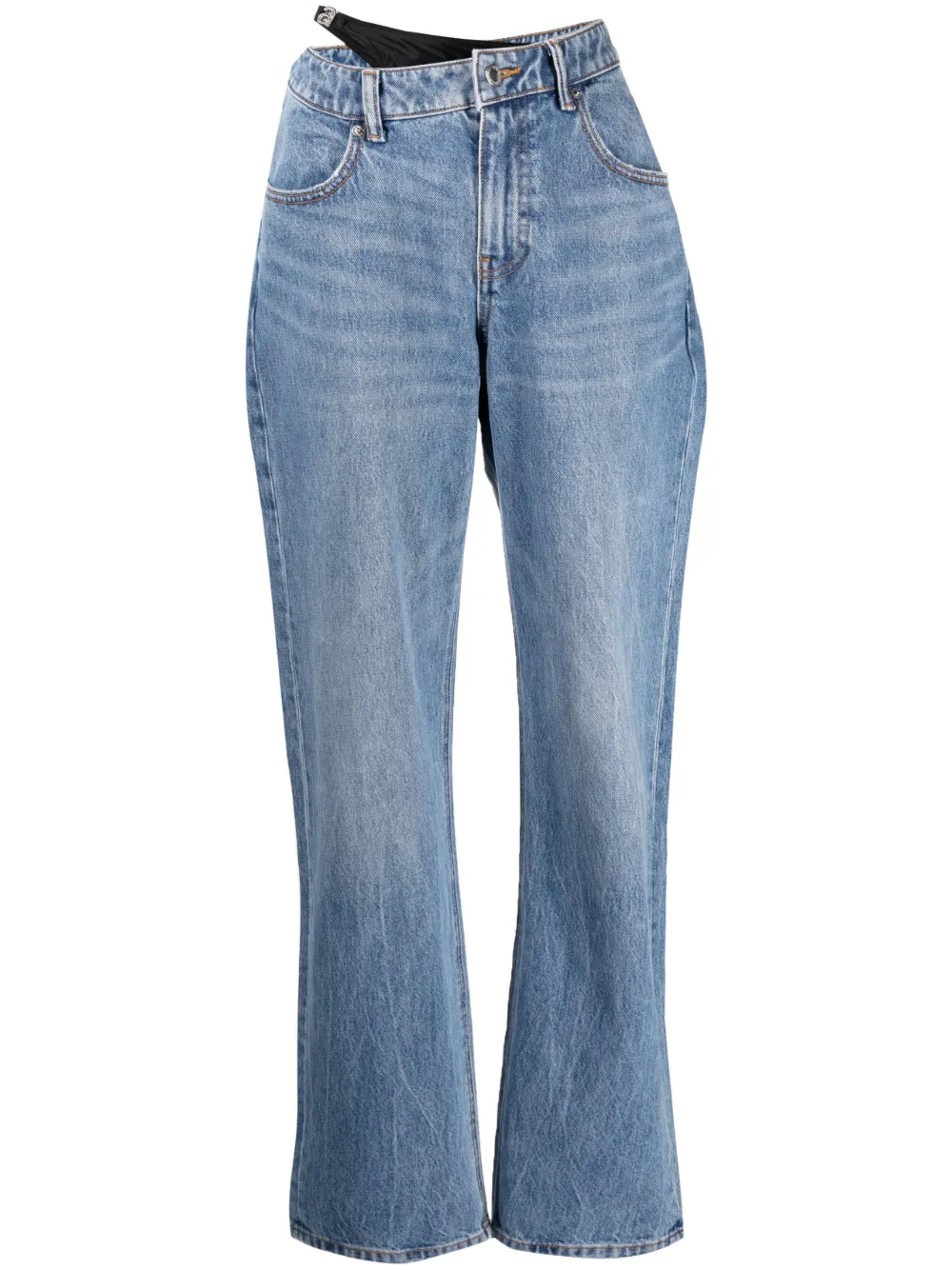 bikini-layered straight jeans