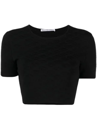 Alexander Wang モノグラム クロップド Tシャツ | ブラック