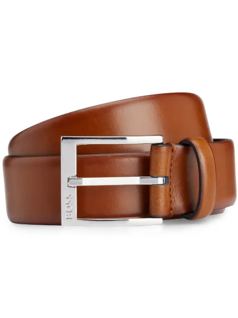 BOSS logo-engraved leather belt