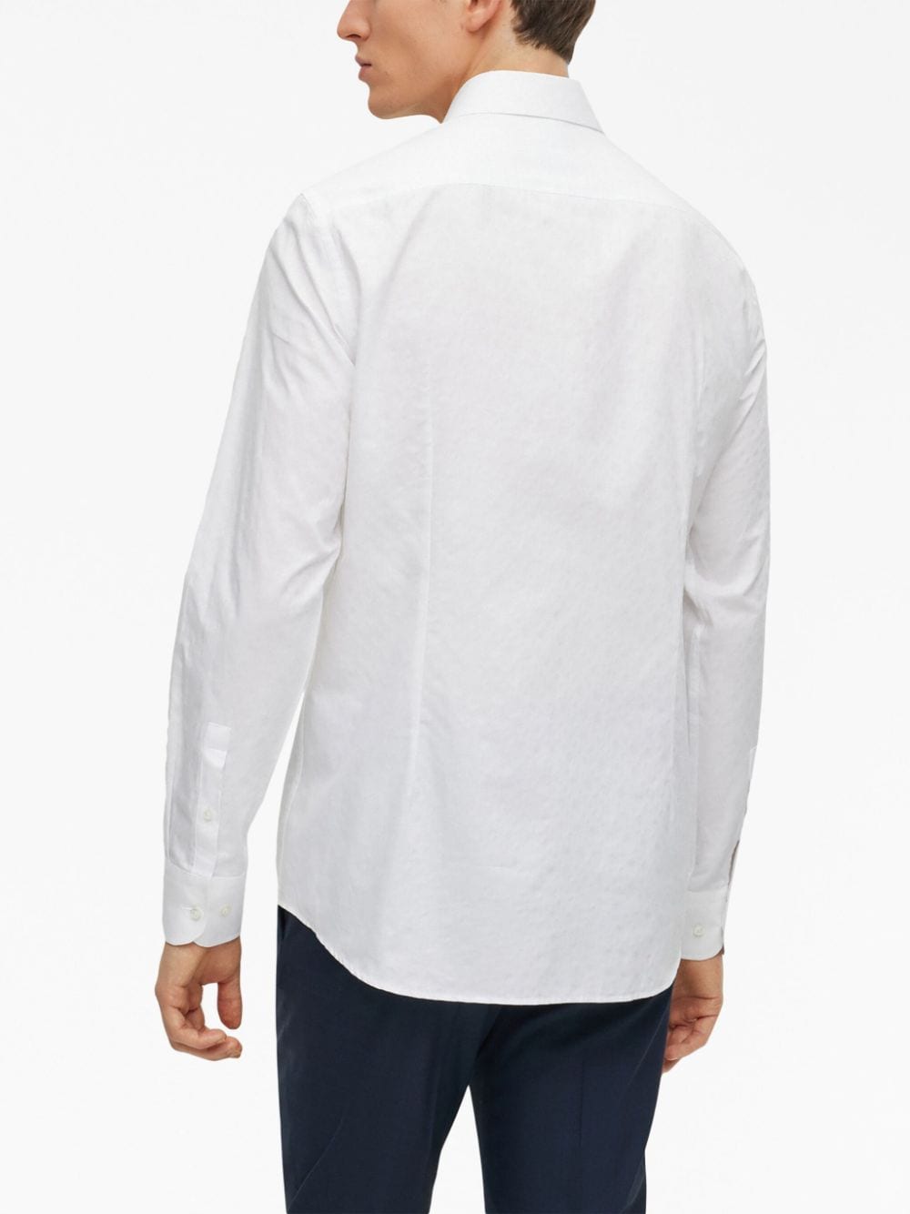 Shop Hugo Boss Abstract-print Cotton Shirt In White