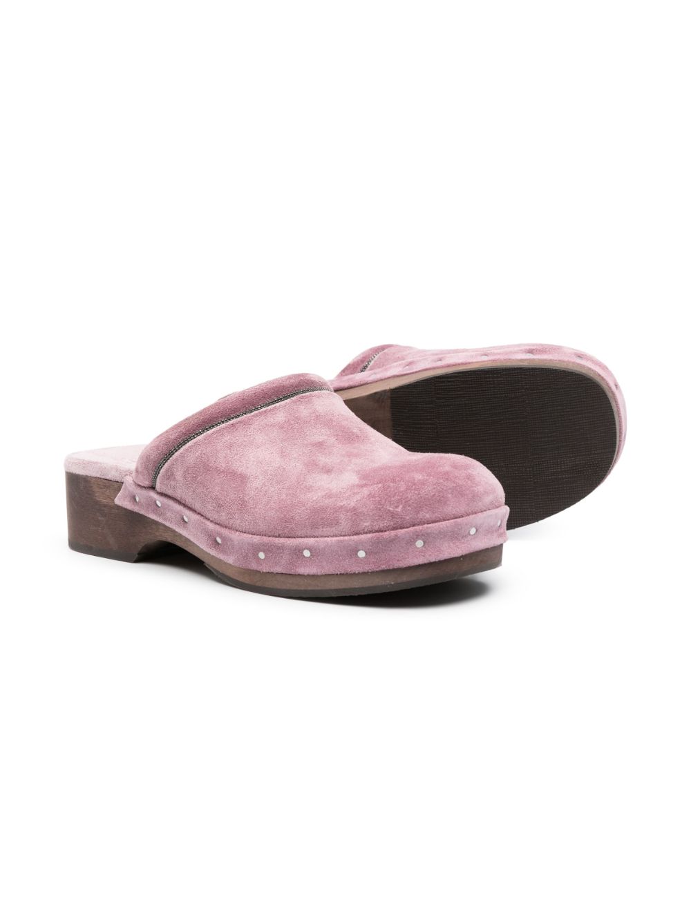 Brunello Cucinelli Kids round-toe suede sandals - Paars