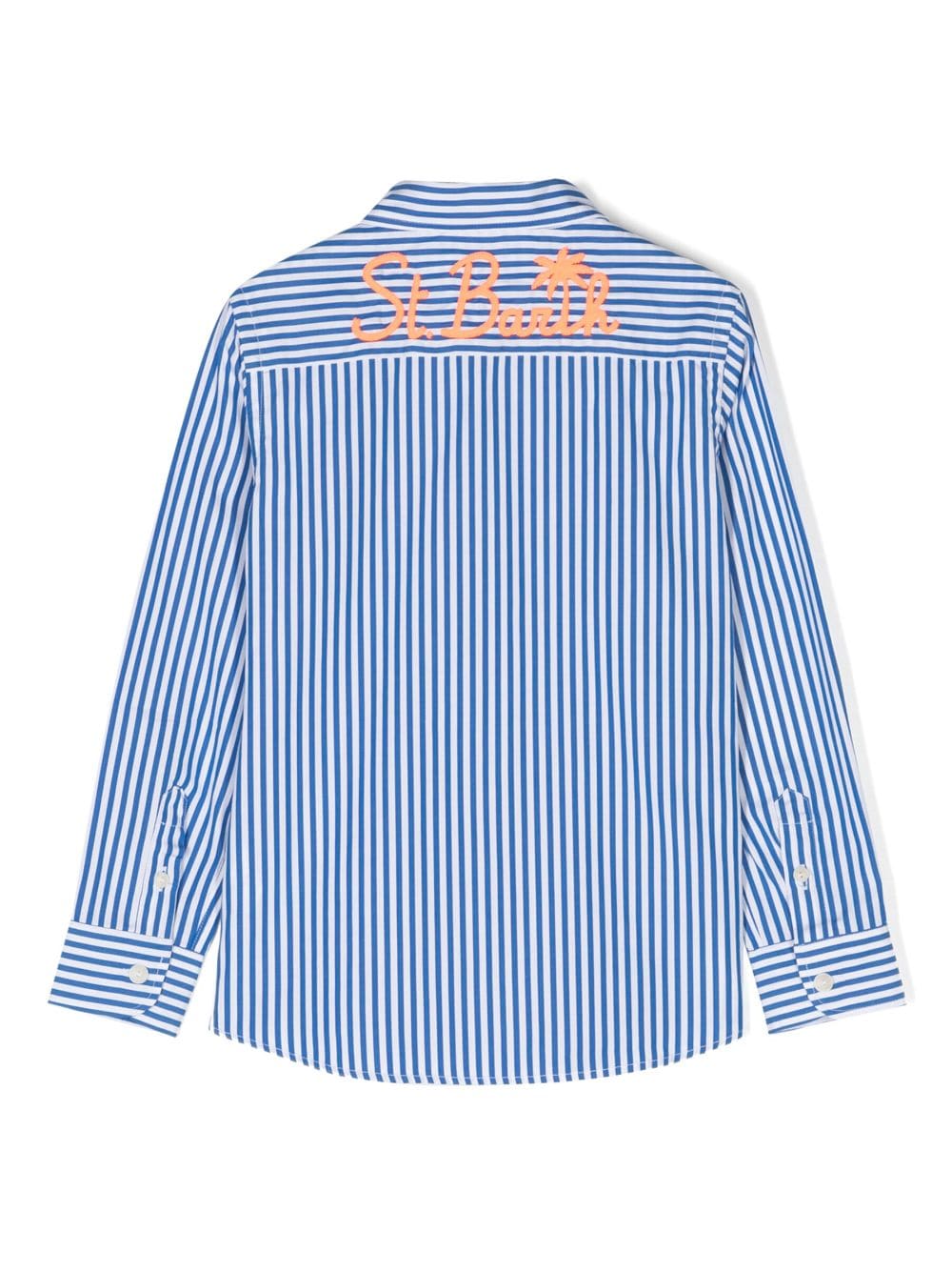 Shop Mc2 Saint Barth Striped Long-sleeve Cotton Shirt In Blue