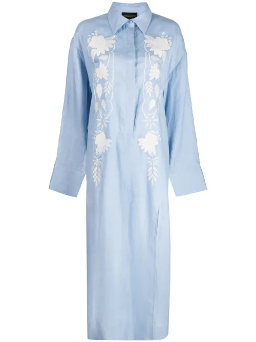 Robe-chemise à fleurs brodées - Cynthia Rowley - Modalova