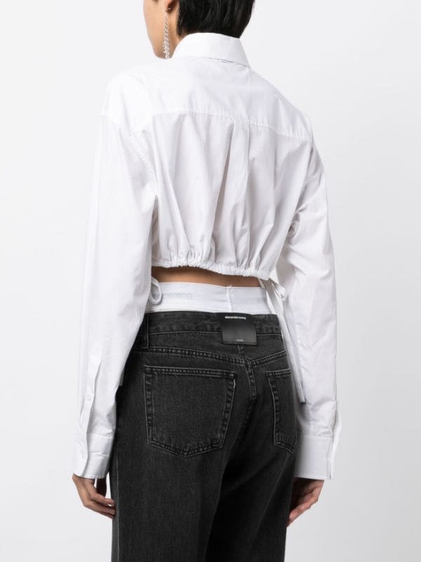 White Cropped Shirt by Alexander Wang on Sale