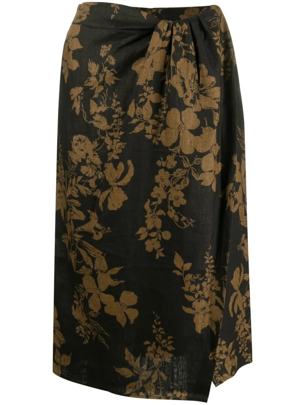 REFORMATION HAZEL FLORAL-PRINT LINEN MIDI SKIRT