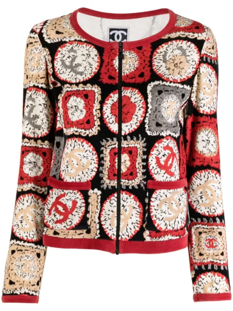 CHANEL Pre-Owned 2009 Sports line patchwork print collarless jacket