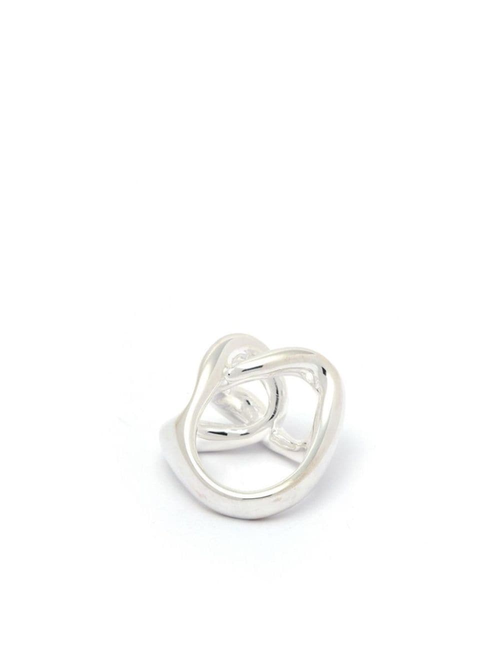 Shop Jil Sander Curb Chain Twisted Ring In Silver