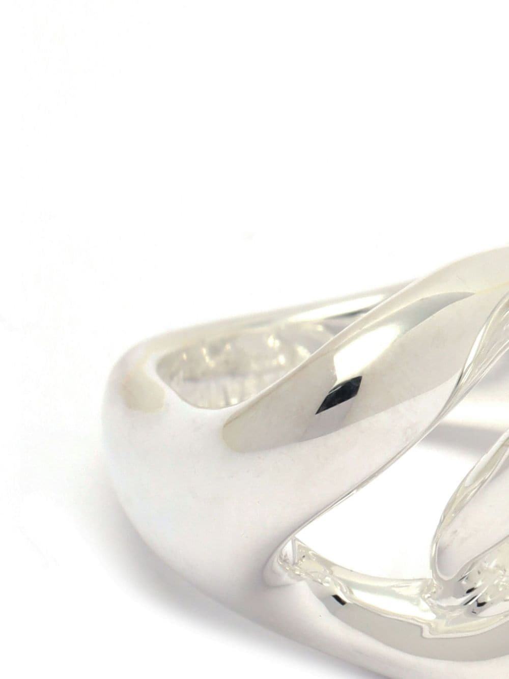 Shop Jil Sander Curb Chain Twisted Ring In Silver