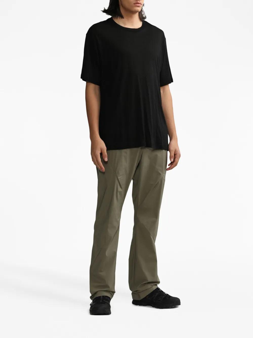 Post Archive Faction logo-print lyocell T-shirt - Zwart