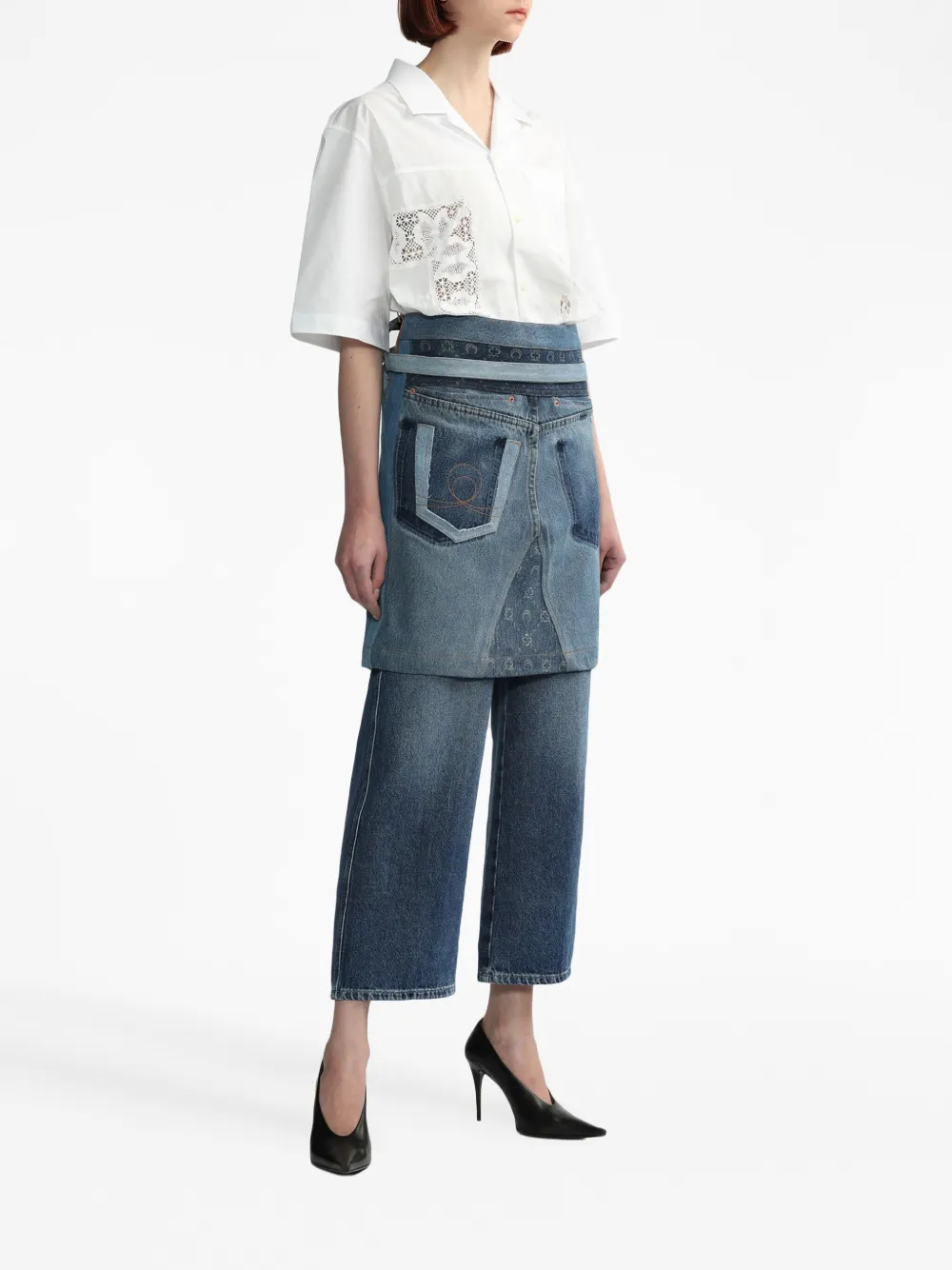 Marine Serre Household lace-trimmed shirt - Wit