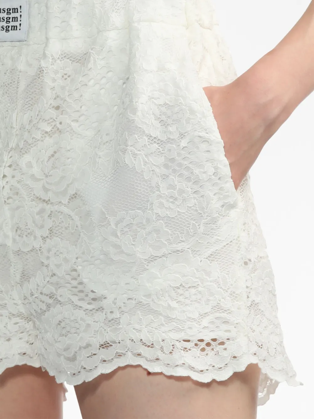 Msgm Lace Short In Yellow