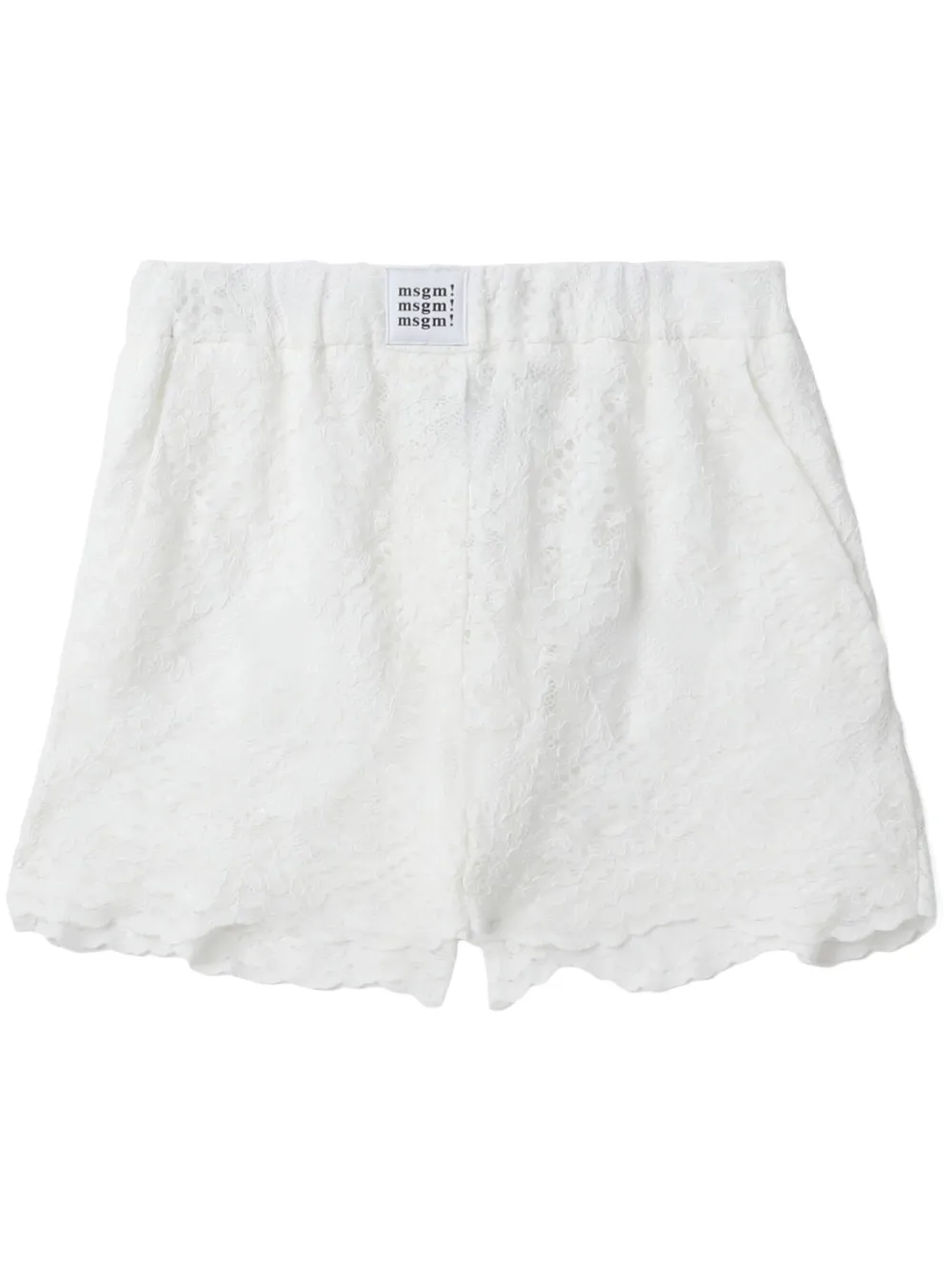 MSGM LOGO-PATCH SCALLOPED LACE SHORTS