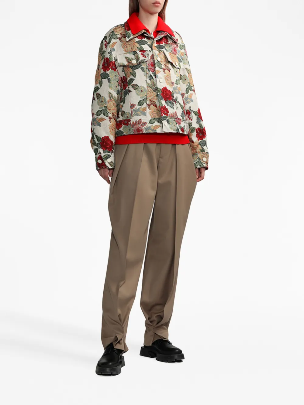 Ader Error embroidered-floral Shirt Jacket - Farfetch