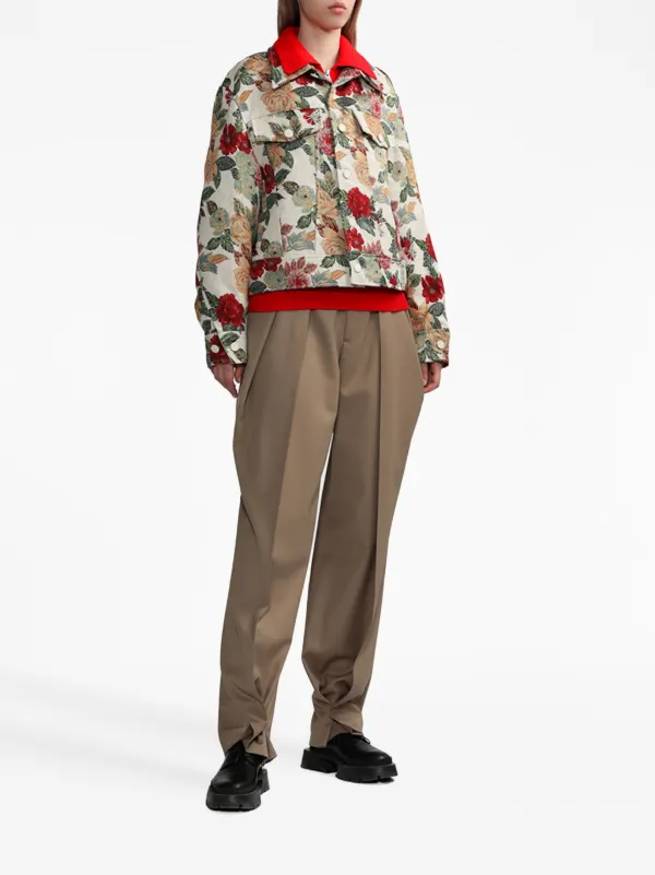 Ader Error embroidered-floral Shirt Jacket | Neutrals | FARFETCH