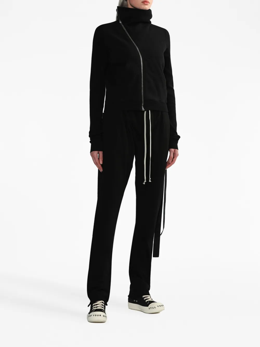 Rick Owens DRKSHDW drawstring cotton track pants - Zwart