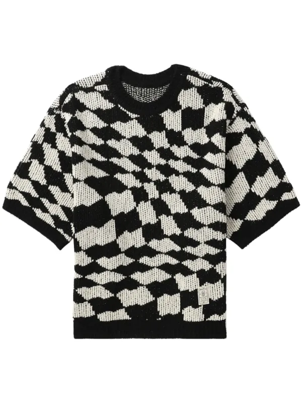 Sueter de cuadros blanco y negro hot sale